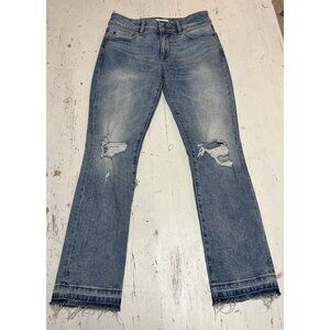 DL1961 Women's Mara Instasculpt Raw Hem Mid Rise Ankle Jeans Size 25 Medium Wash